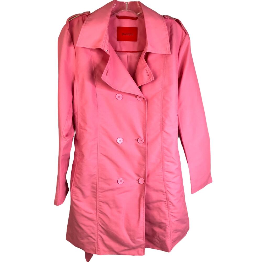 Max&Co. Trench Coat Womens Pink‎ Sz 6 Belted Jacket double breasted